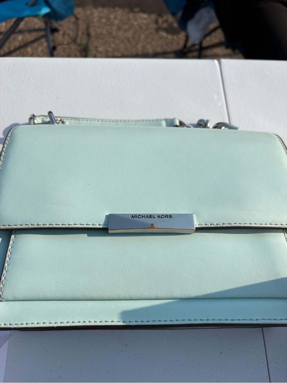 MICHAEL KORS Pastel Mint Leather Crossbody Bag
